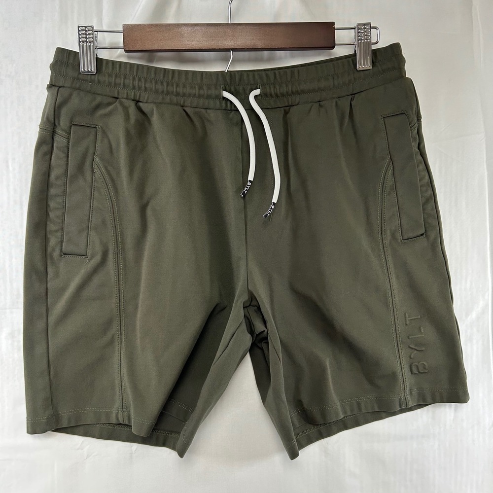 BYLT Jogger Shorts Mens Medium Olive‎ Green Athletic Stretch Drawstring 22Q2